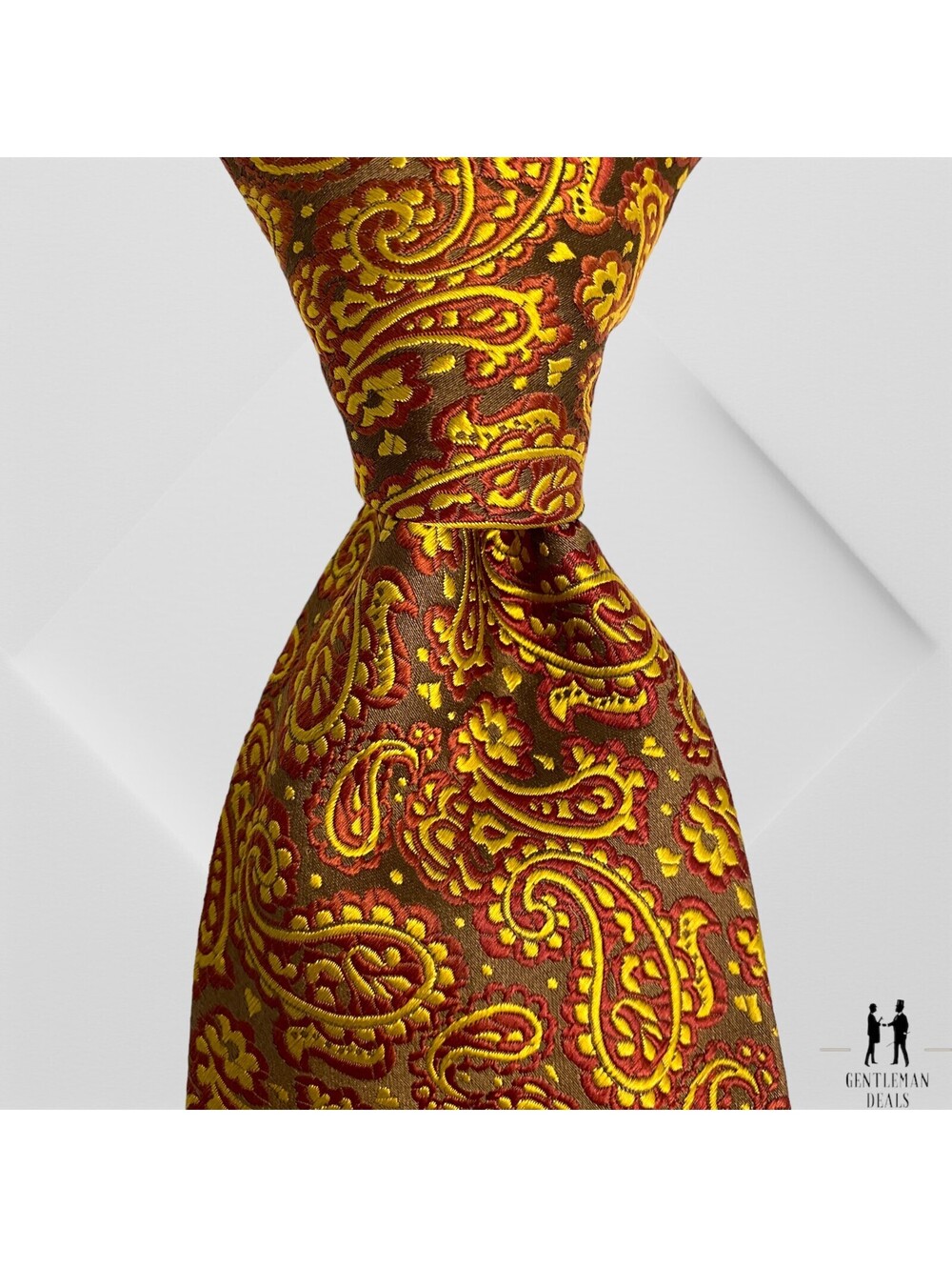 Jim Thompson Tie Mens Necktie Tie All Silk Woven Brown Red Paisley 59 x 3.5